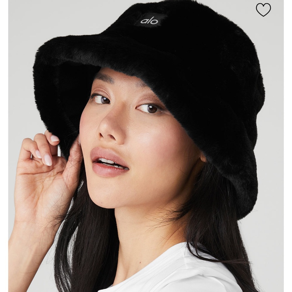 ALO Yoga Black Faux Fur Bucket Hat
